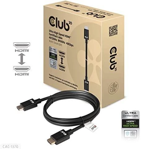 Club 3D HDMI 2.1 Kabelis 1,5 m itin didelės spartos 4K120Hz, 8K60Hz St./St. juodas