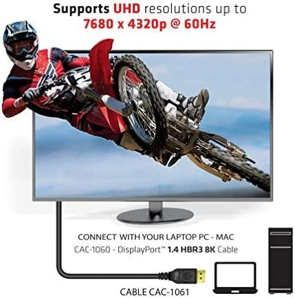 Club 3D DisplayPort 1.4 HBR3 8K60Hz DSC 1.2 Kabelis kištukinis/kištukinis – 5m