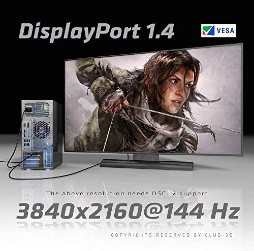 Club 3D DisplayPort 1.4 HBR3 8K60Hz DSC 1.2 Kabelis kištukinis/kištukinis – 5m