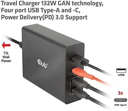 Club 3D 1x USB-A įkroviklis 3x USB-C (CAC-1906)