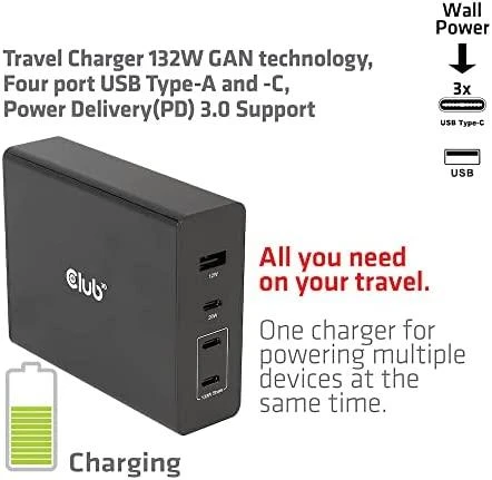 Club 3D 1x USB-A įkroviklis 3x USB-C (CAC-1906)