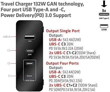 Club 3D 1x USB-A įkroviklis 3x USB-C (CAC-1906)