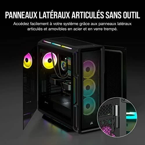 „Corsair“ | Grūdinto stiklo išmanusis korpusas | „iCUE 5000T RGB“ | Šoninis langas | Juodas | Vidutinio dydžio bokštas | ATX