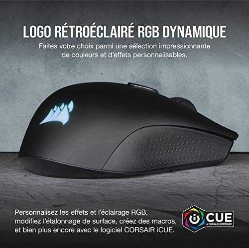 Corsair Harpoon RGB PRO FPS/MOBA Pelė žaidimams, Juodas, 12000 DPI, Optinė