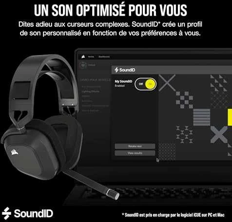Corsair HS80 MAX belaidės žaidimų ausinės, Pilkos spalvos