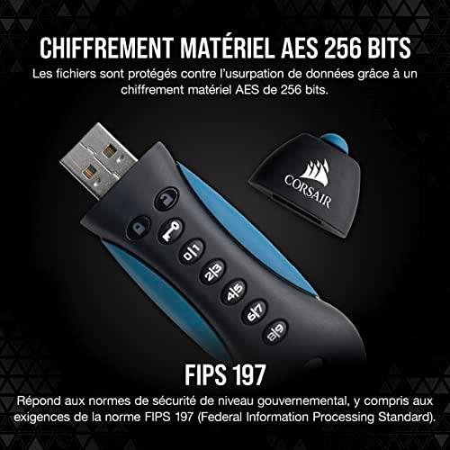 CORSAIR Flasch Padlock3 64GB saugus USB3.0 atmintukas su klaviatūra Saugus 256 bitų aparatinės įrangos AES šifravimas