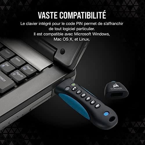 CORSAIR Flasch Padlock3 64GB saugus USB3.0 atmintukas su klaviatūra Saugus 256 bitų aparatinės įrangos AES šifravimas