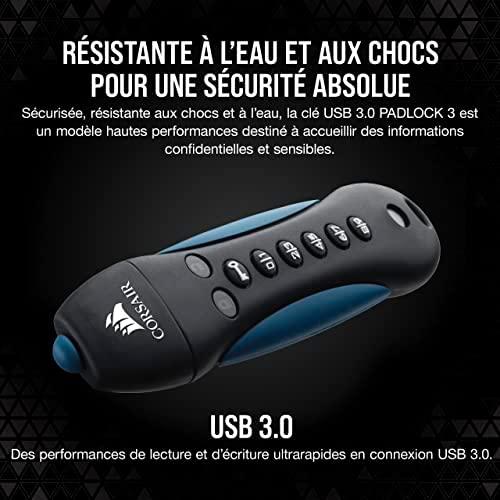 CORSAIR Flasch Padlock3 64GB saugus USB3.0 atmintukas su klaviatūra Saugus 256 bitų aparatinės įrangos AES šifravimas