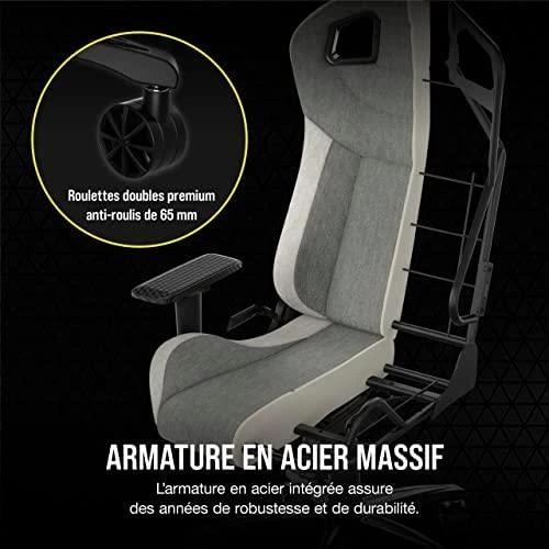 CORSAIR T3 Rush 2023 žaidimų kėdė Pilkas ir Baltas