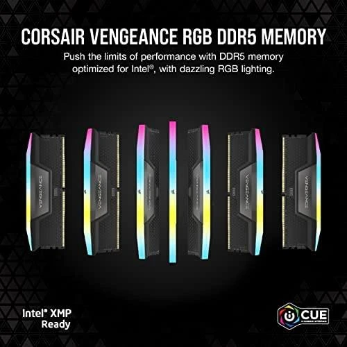 RAM Corsair Vengeance RGB 64GB DDR5-6600 rinkinys (4x 16GB), CL32, juodas