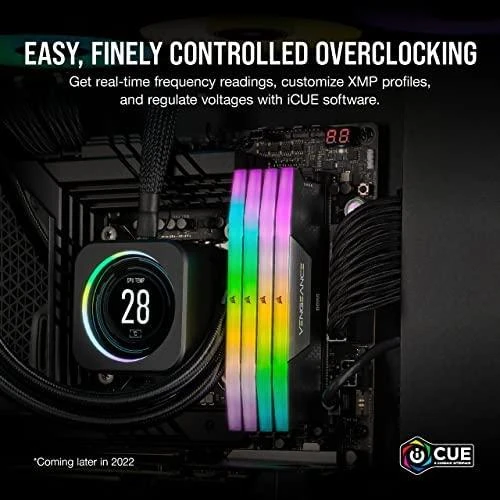 RAM 96 GB „Corsair DIMM 5200“ (2 x 48 GB) dvigubų atminties modulių rinkinys (juodas. CMH96GX5M2B5200C38. „Vengeance RGB“. „INTEL XMP“)