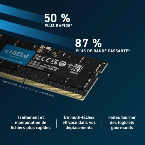 Nešiojamo kompiuterio atmintis PC atmintis Crucial Atmintis DDR5 SODIMM 16GB / 4800 CL40 (16Gbit)