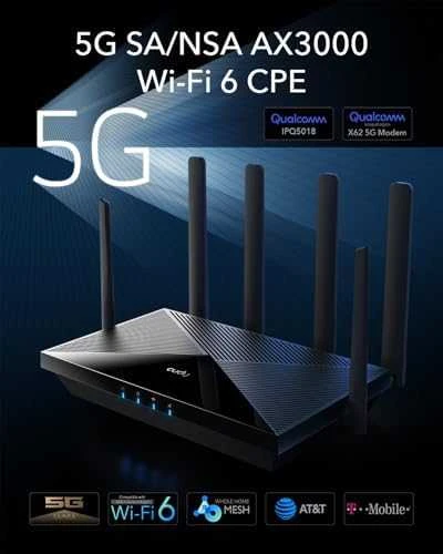 Cudy P5 belaidis maršrutizatorius Gigabit Ethernet dviejų dažnių (2,4 GHz / 5 GHz) 5G Juodas