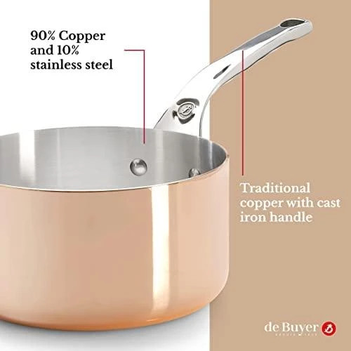 De Buyer Prima Matera Puodas vario/plieno 18 cm indukcija