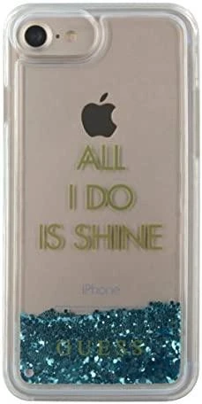Guess GUHCP7GLUQBL Apple iPhone 6/7/8/SE 2020 / SE 2022 mėlynas kietas dėklas Liquid Glitter Party
