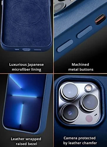 Mujjo Full Odinis dėklas with MagSafe for iPhone 14/15 Plus - Monaco Mėlyna