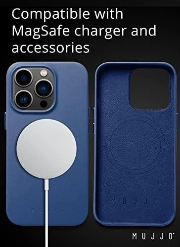 Mujjo Full Odinis dėklas with MagSafe for iPhone 14 Pro - Monaco Mėlyna