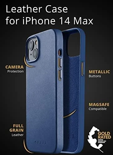 Mujjo Full Odinis dėklas with MagSafe for iPhone 14/15 Plus - Monaco Mėlyna