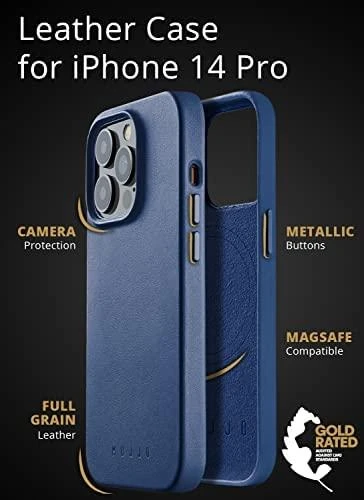 Mujjo Full Odinis dėklas with MagSafe for iPhone 14 Pro - Monaco Mėlyna