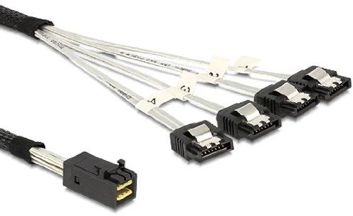 Delock Cable Mini SAS HD SFF 8643 x4 > 4x SATA 1 m