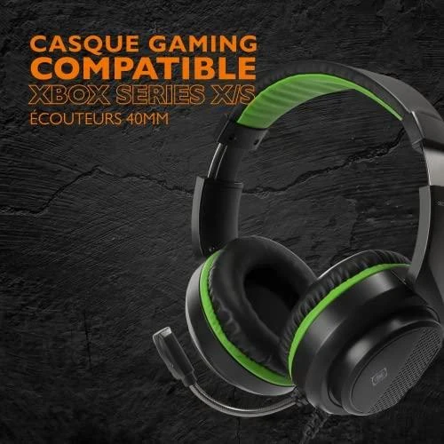 Stereo žaidimų ausinės DELTACO GAMING skirta XBOX Series X / S, 2m kabelis, 40mm, juodos/žalios spalvos / GAM-128