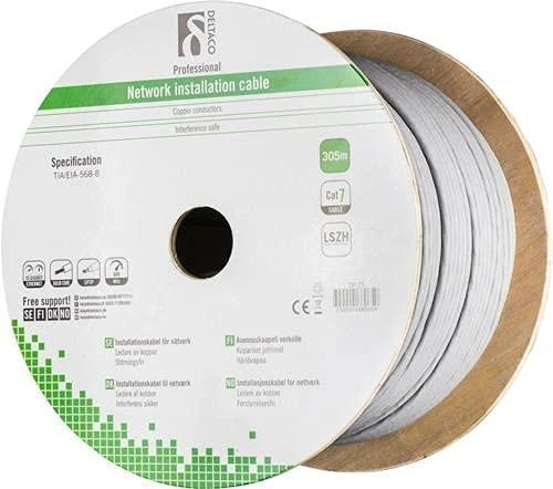 DELTACO S / FTP montavimo kabelis Cat7, LSZH, 305m, 600MHz, sertifikuotas pilkas TP-71