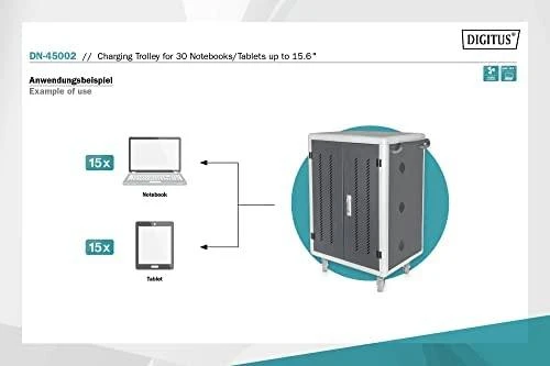 Digitus | Digitus | Charging trolley, 30 charge bases, 16", 1100 x 700 x 650 mm | DN-45002 | Juodas