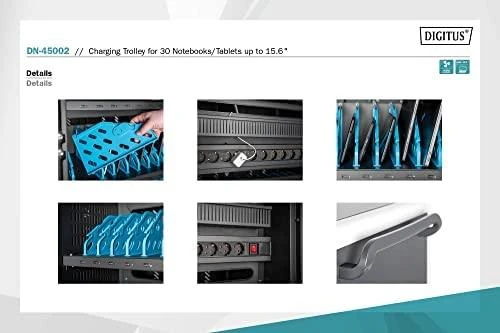 Digitus | Digitus | Charging trolley, 30 charge bases, 16", 1100 x 700 x 650 mm | DN-45002 | Juodas