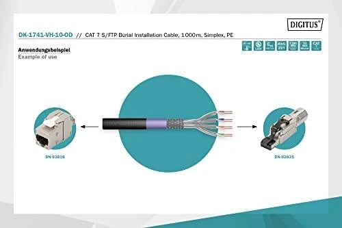 Digitus Skaitmenas | Cat 7 S/FTP laidojimo kabelis, simplex, PE | DK-1741-VH-10-OD