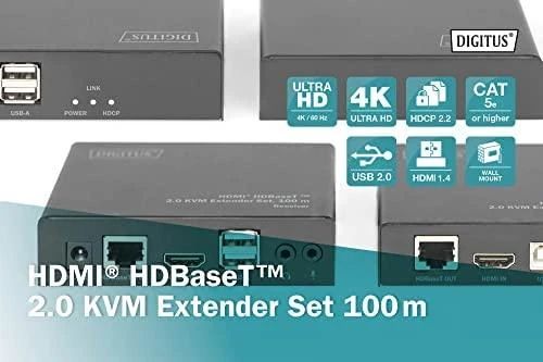 DIGITUS HDBaseT 2.0 HDMI KVM Extender Set | Digitus