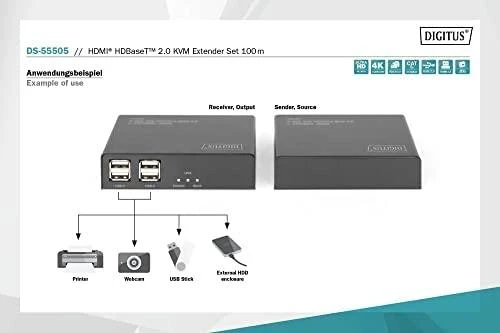 DIGITUS HDBaseT 2.0 HDMI KVM Extender Set | Digitus