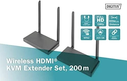Assmann Electronic DIGITUS Wireless HDMI KVM plėstuvo rinkinys 200 m Full HD