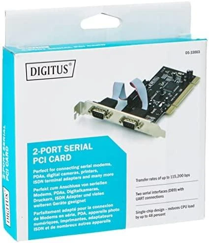 Assmann Electronic DIGITUS Serial I/O 2-port PCI Add-On Card 2 X DB9 M Slot Bracket MCS9865 chipset