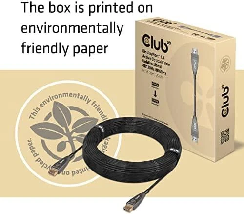 CLUB 3D DisplayPort 1.4 aktyvus optinis kabelis, vienkryptis 4K120Hz 8K60Hz M/M 20m