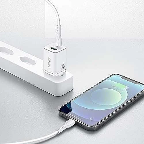 Laidinis įkroviklis Dux Ducis C80 Super Si – USB + Type C – PD 30W QC 3.0 18W 3A baltos spalvos