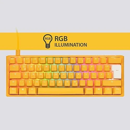 Ducky One 3 geltona mini žaidimų klaviatūra, RGB LED – MX-Silent-Raudona