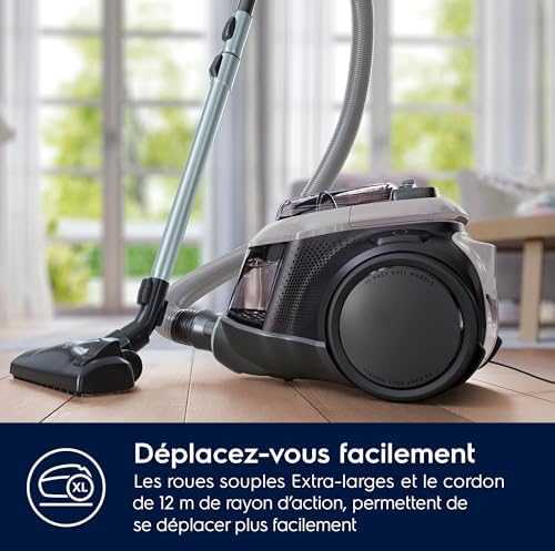 Electrolux PC91-4MG dulkių siurblys, Be maišelio, Darbinis spindulys 12m, Dulkių konteineris 1,5 L, Pilka