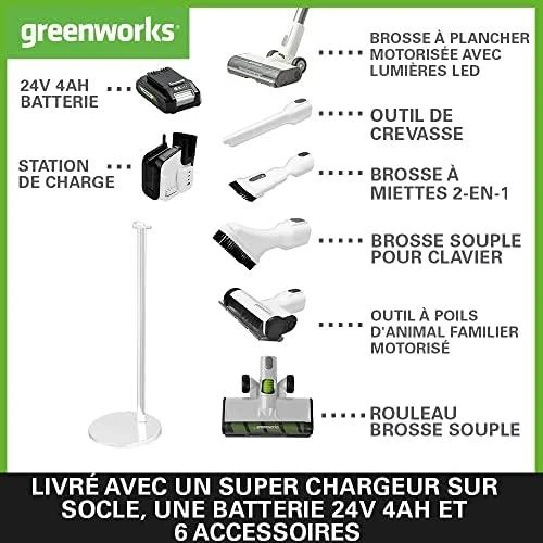 Greenworks belaidis dulkių siurblys GD24SVK4D 24V 4Ah