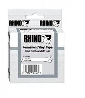Juostelė DYMO Rhino 12mm x 5.5m, vinilinė, juoda ant balto / S0718600 18444