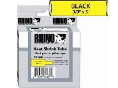 DYMO Rhino, kabelių žymėjimo vamzdelis, 9 mm, juodas tekstas ant geltonosio vamzdelio, 1,5 m skirtas kabelio skersmeniui nuo 2,0 mm iki 5,2 mm. DYMO / 18054