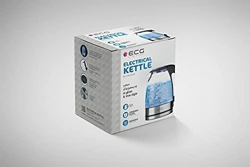 ECG EKG Stiklas virdulys 1,7l; 2200 W; Nuimamas ir plaunamas kalkių filtras