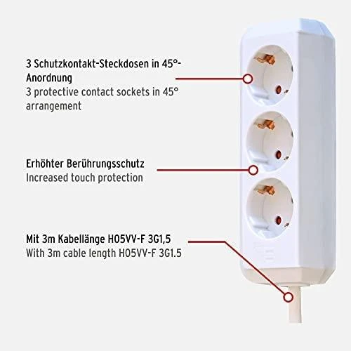 Buitinis ilgintuvas BRENNENSTUHL ECO-LINE, 3 vietų, 3 m
