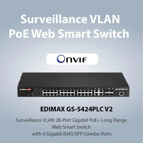 Šakotuvas EDIMAX 28 Port Gigabit PoE Switch 4x RJ45/4x SFP Combo Jungtys