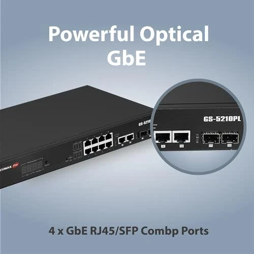 Šakotuvas EDIMAX 28 Port Gigabit PoE Switch 4x RJ45/4x SFP Combo Jungtys