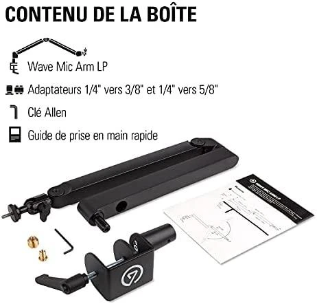 Elgato | Wave Mic Arm | 10AAN9901 | Viršutinės rankos darbo stalo prošvaisa (160 mm); Apatinės rankos darbo stalo prošvaisa (70 mm); Horizontalus siekis (740 mm); Vertikalus sukimas (90 ° aukštyn / 60 ° žemyn (alkūnė); Stalinis spaustukas išplečiamas iki 60 mm | Žemas profilis