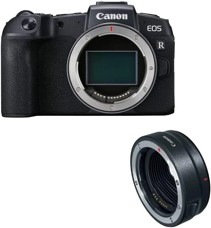 Canon hibridinis fotoaparatas EOS RP korpusas + MT adapteris Megapikselis 26,2 MP, ISO 50-102400, Ekrano įstrižainė 3,0 ", Wi-Fi, Nustatymas ant objektyvo; Pridedamas fokusavimas, CMOS, Juodas