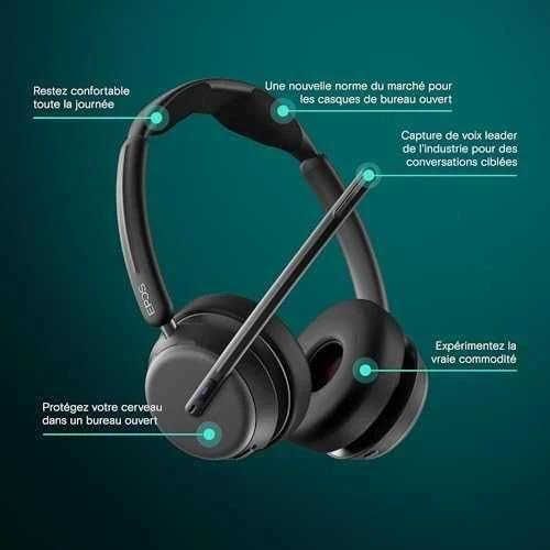 LENOVO EPOS IMPACT 1061T BLUETOOTH WIRED/WIRELESS ACTIVE NOISE CANCELLING Ausinės - Juodas