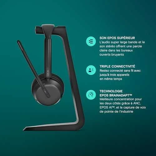 LENOVO EPOS IMPACT 1061T BLUETOOTH WIRED/WIRELESS ACTIVE NOISE CANCELLING Ausinės - Juodas