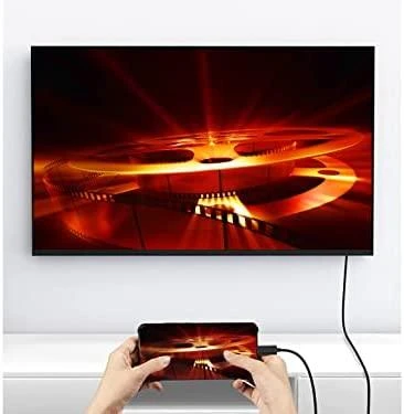 Telefonas prijungtas prie televizoriaus AV adapteriu