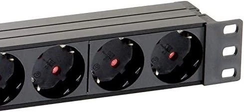 Equip 19 colių (1U) 8 kontaktų „Schukon“ lizdų juosta, 1,8 m ilgio
